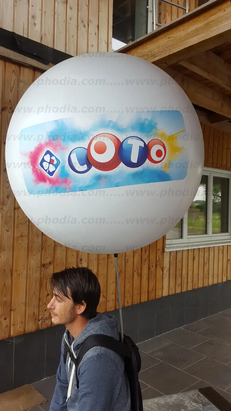 ballon sac &agrave; dos, loto, blanc, street marketing