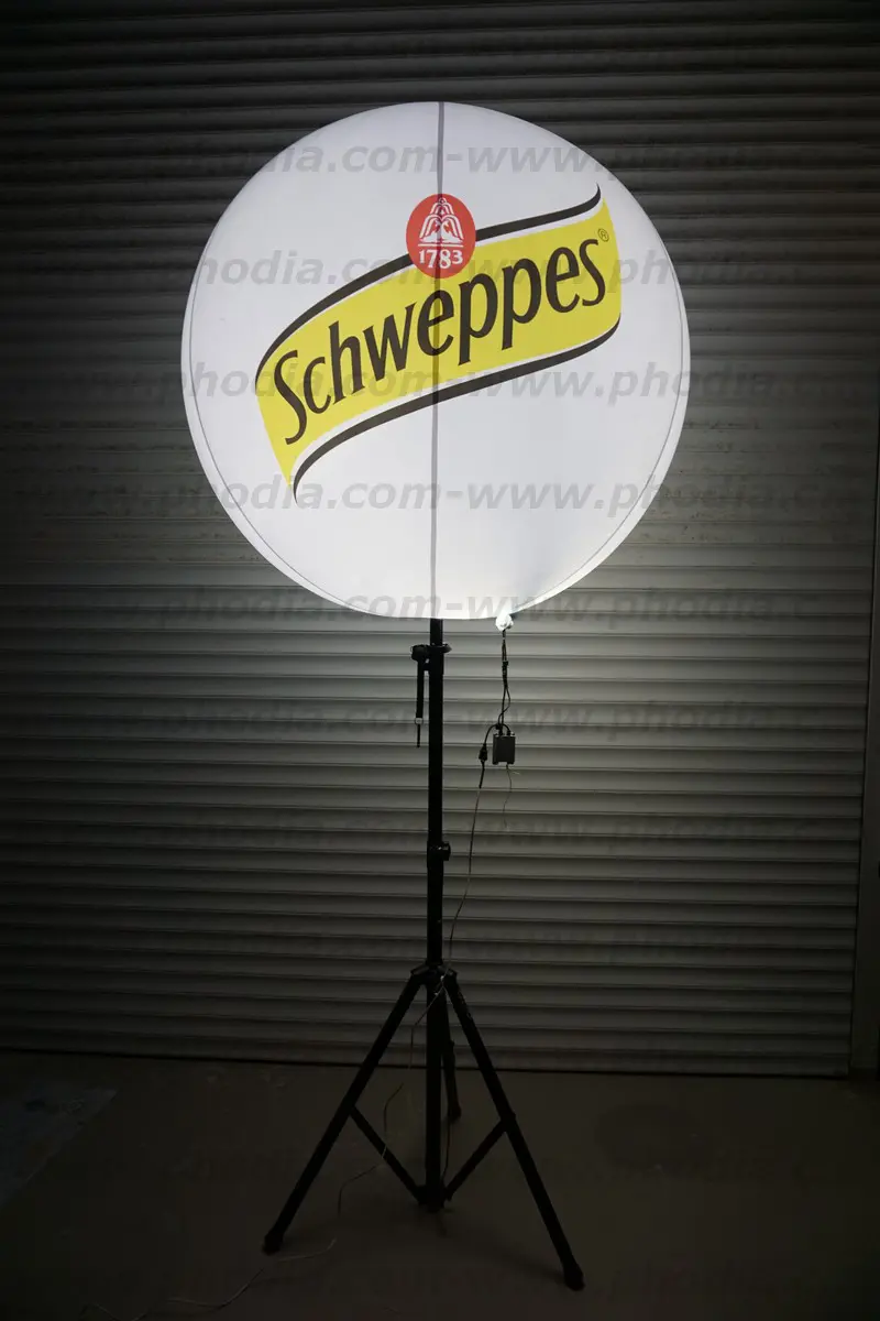 sph&egrave;re, air, eclairant, schweppes, sur trepied 2m70