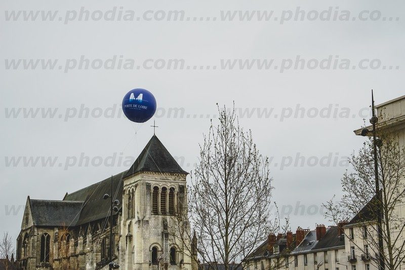 sphère, hélium, porte de loire, bleu, extérieur, communication
