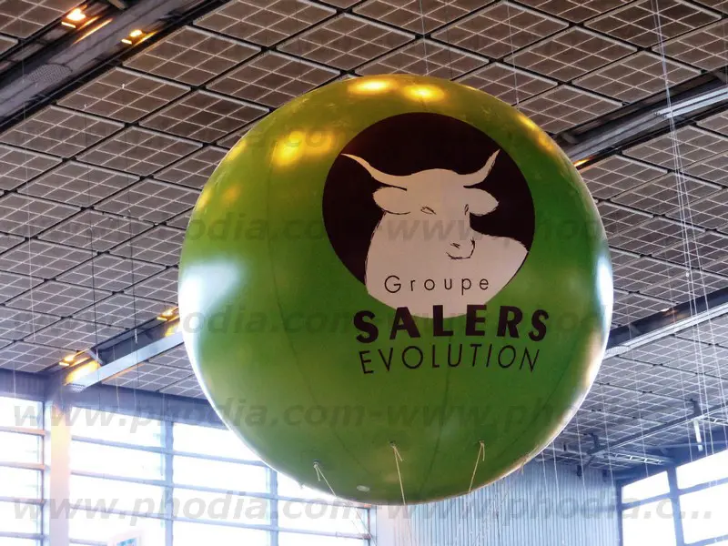 ballon g&eacute;ant publicitaire, salon de l'agriculture, vert, h&eacute;lium