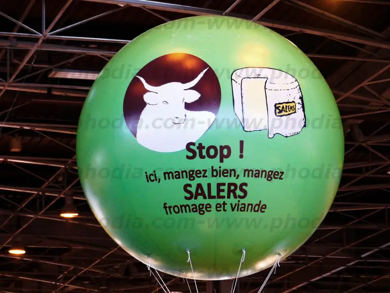 ballon g&eacute;ant publicitaire, salon de l'agriculture, vert, h&eacute;lium