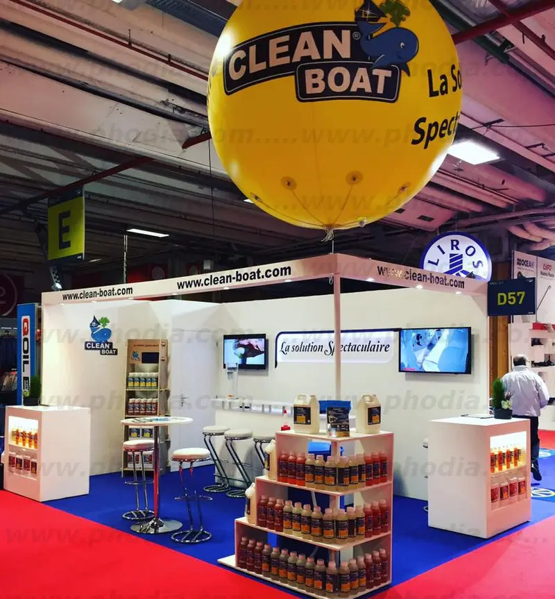 Salon Le nautic Paris 2016, sph&egrave;re, h&eacute;lium,jaune, clean-boat