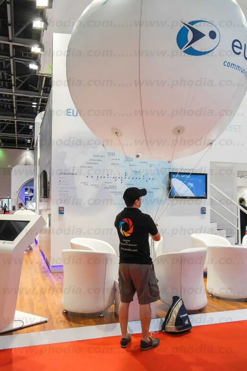 sph&egrave;re, h&eacute;lium, salon, &eacute;v&eacute;nement, int&eacute;rieur, blanc, eutlsat