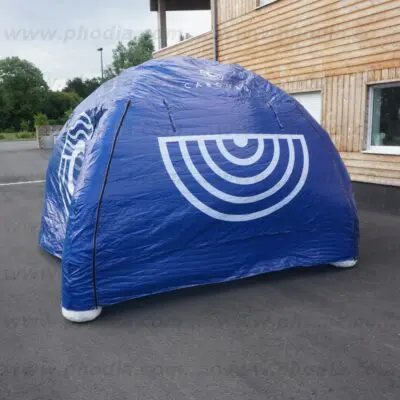 tente air captif, 3x3m, bleu, printngo, extérieur