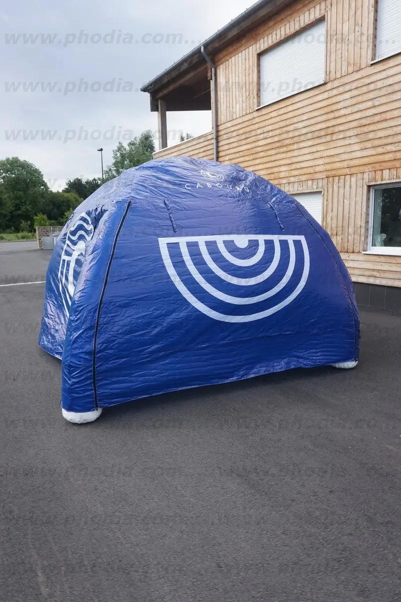 tente air captif, 3x3m, bleu, printngo, extérieur
