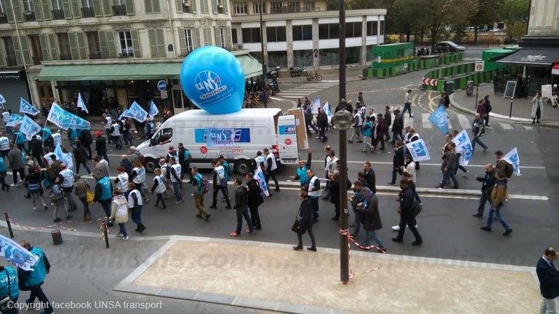 Manifestation loi travail, 10 octobre 2017 Paris, montgolfière, unsa