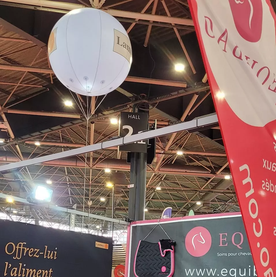 ballon g&eacute;ant h&eacute;lium lambey sur stand equita lyon 2023