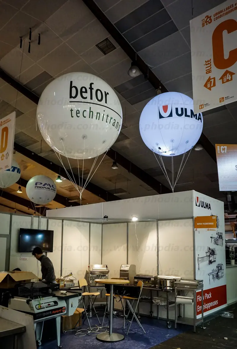 CFIA 2018, sph&egrave;re h&eacute;lium, salon, lumineuse