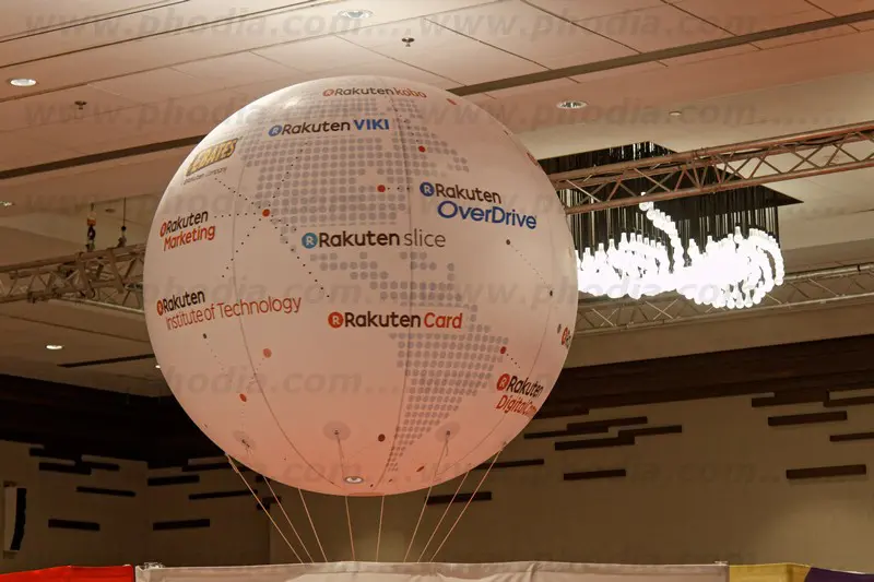 sphere rakuten, 2m, Auto-rotatif, Commerce - Immobilier, H&eacute;lium, Int&eacute;rieur, S&eacute;minaire / Convention, Sph&egrave;re, Total covering