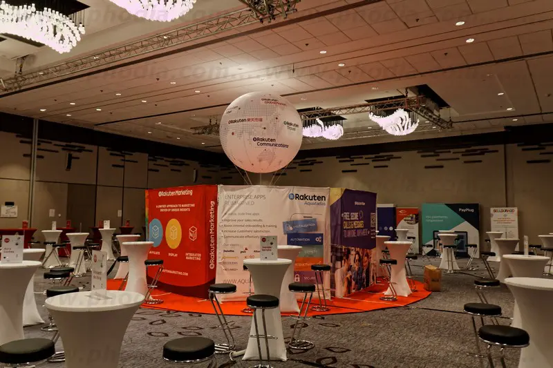 sphere rakuten, 2m, Auto-rotatif, Commerce - Immobilier, H&eacute;lium, Int&eacute;rieur, S&eacute;minaire / Convention, Sph&egrave;re, Total covering