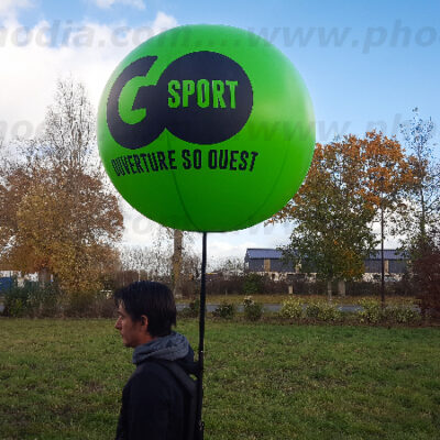 Ballon sac à dos 80cm Go Sport, Air, Ballon sac à dos, Communication, GMS, Inauguration, P360, Street marketing