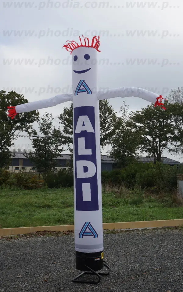 Skydancer 4m Aldi, Animation commerciale, Auto-ventil&eacute;, Blanc, Communication, Ext&eacute;rieur, Skydancer, Skydancer 4m