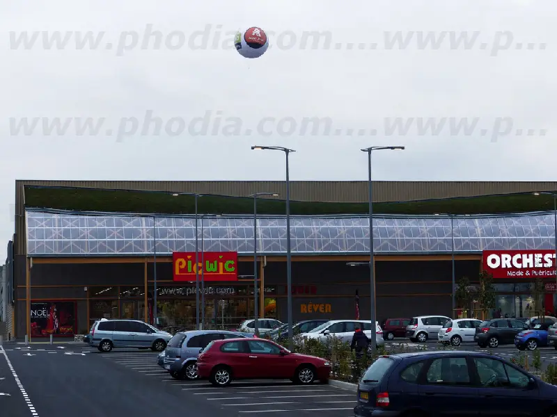 Sph&egrave;re 3m Immochan, 4 faces, Blanc, Communication, Ext&eacute;rieur, GMS, H&eacute;lium, Ouverture magasin, Sph&egrave;re