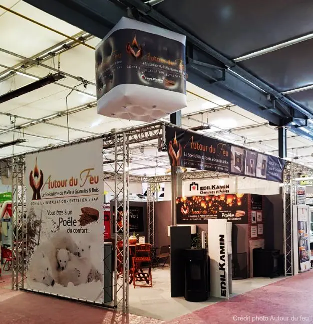 Cube 2m Autour du feu, Blanc, Commerce - Immobilier, Cube, Foire, H&eacute;lium, Int&eacute;rieur, Salon