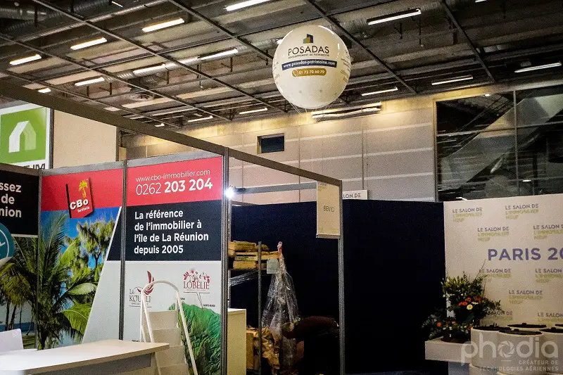 Sph&egrave;re 1m60 Posadas patrimoine, 4 faces, Blanc, Commerce - Immobilier, H&eacute;lium, Int&eacute;rieur, Salon, Sph&egrave;re