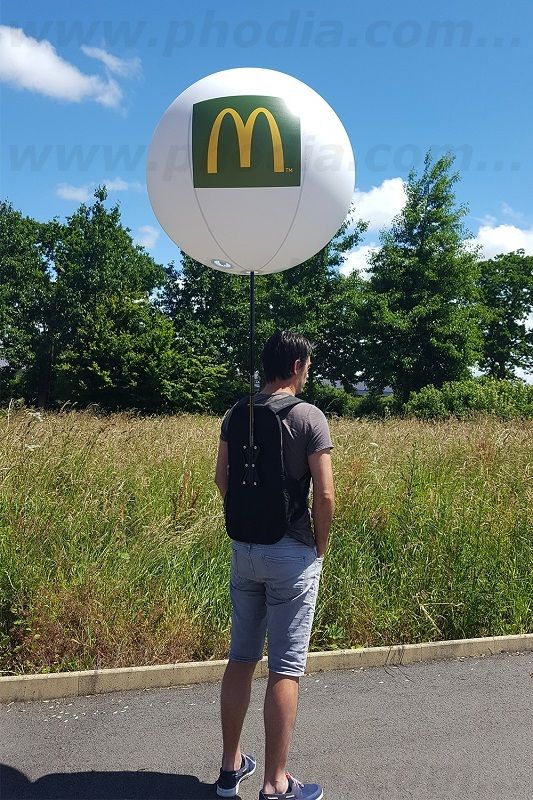 Ballon sac à dos 80 cm McDonald’s, Air, Animation commerciale, Ballon sac à dos, Blanc, Extérieur, McDonald's, Street marketing
