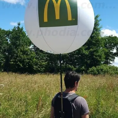 Ballon sac à dos 80 cm McDonald’s, Air, Animation commerciale, Ballon sac à dos, Blanc, Extérieur, McDonald's, Street marketing