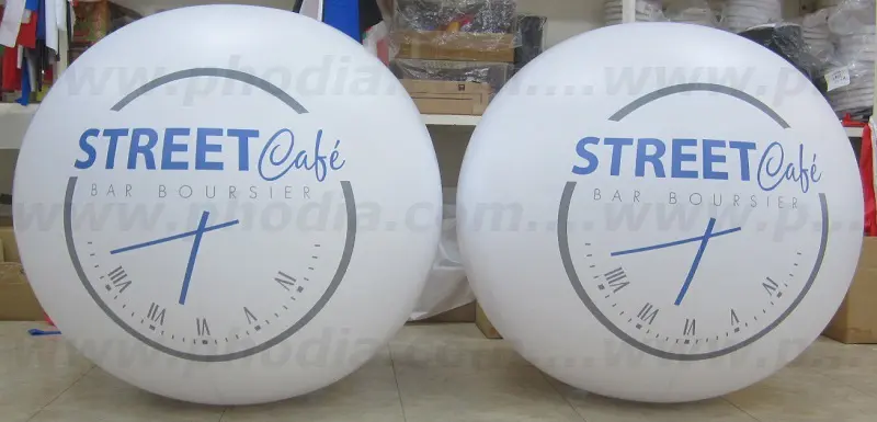 Ballon sur tr&eacute;pied 1m, Street Caf&eacute;,Air, Autres, Ballon sur tr&eacute;pied (m&acirc;t 2m70), Blanc, Communication, Ext&eacute;rieur, Festival / Concert, Lumineux