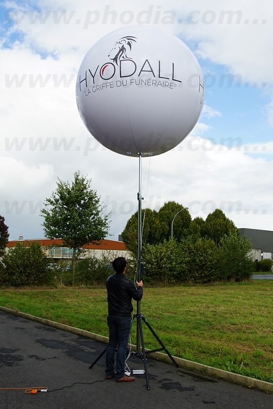Ballon sur trépied 2m Hyodall, 2m, Air, Autres, Ballon sur trépied (mât 4m), Blanc, Intérieur, Salon