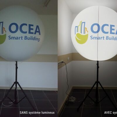 Ballon sur trépied OCEA Smart Building 1m30, Air, Ballon sur trépied (mât 2m70), Blanc, Communication, Intérieur, Lumineux, Séminaire / Convention