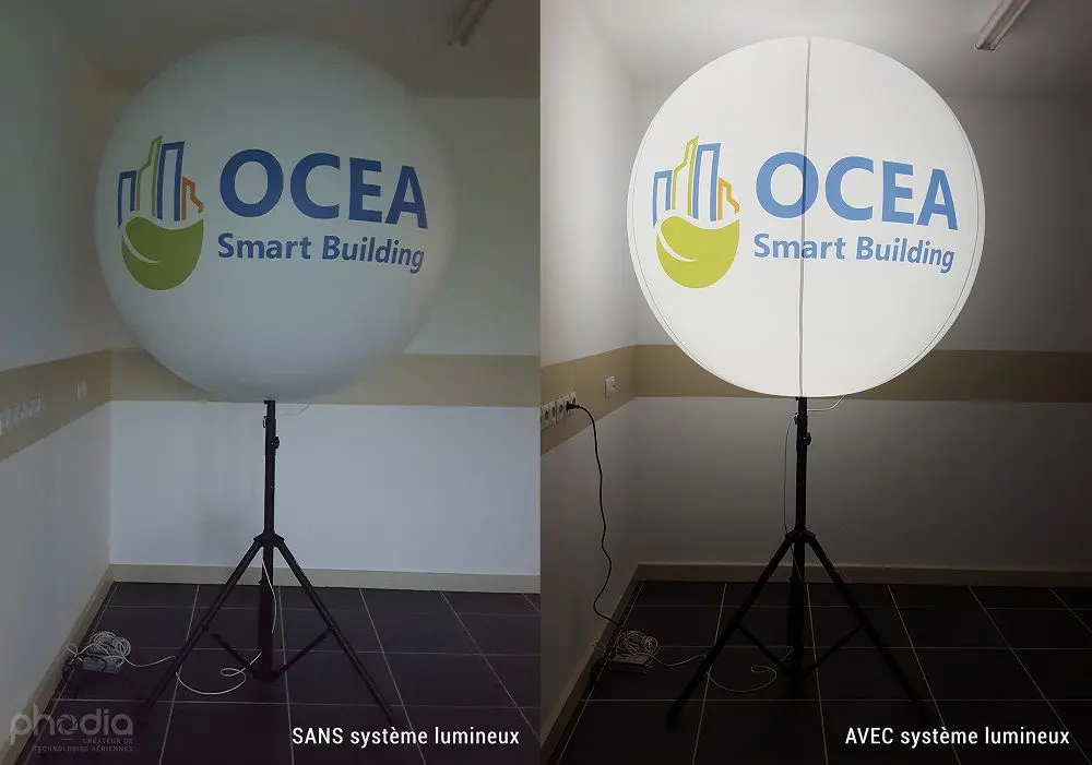 Ballon sur tr&eacute;pied OCEA Smart Building 1m30, Air, Ballon sur tr&eacute;pied (m&acirc;t 2m70), Blanc, Communication, Int&eacute;rieur, Lumineux, S&eacute;minaire / Convention