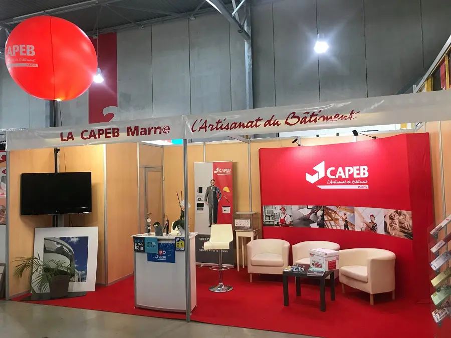 Ballon sur tr&eacute;pied La CAPEB Marne1m30, Air, Artisanat - M&eacute;tiers d'art, Ballon sur tr&eacute;pied (m&acirc;t 2m70), B&acirc;timent - Travaux publics, Int&eacute;rieur, Lumineux, P485, Salon Description