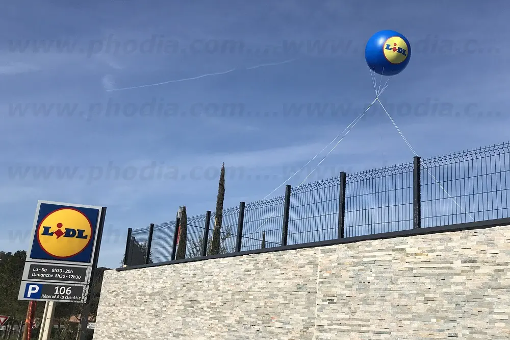 Sph&egrave;re ouverture Lidl Le Tignet 2m50, Communication, Ext&eacute;rieur, GMS, H&eacute;lium, Lidl, Ouverture magasin, P293, Sph&egrave;re