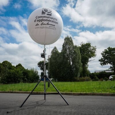Sphère agglo boulonnais 1m30, Air, Ballon sur trépied (mât 4m), Blanc, Communication, Mairie / Agglomération