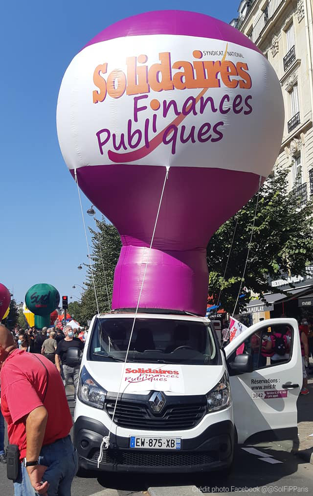 Montgolfière solidarites finances publiques 5m, Association / Syndicat, Auto-ventilé, Communication, Manifestation, Montgolfière auto-ventilée