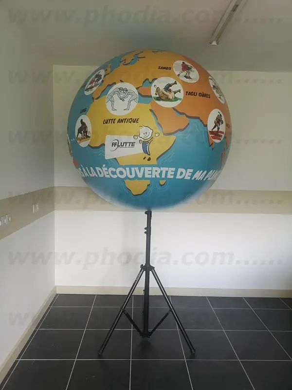 Ballon sur tr&eacute;pied fflutte 1m30 , Air, Association / Syndicat, Ballon sur tr&eacute;pied (m&acirc;t 2m70), &Eacute;v&eacute;nement sportif, Int&eacute;rieur, Total covering, terre