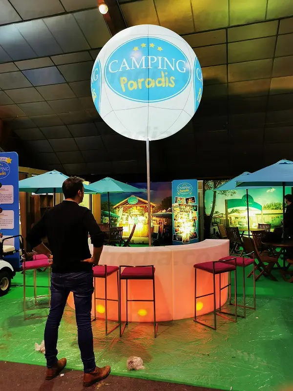 Masph&egrave;re Camping Paradis 2m, salon atlantica, 4 faces, Air, Ballon sur m&acirc;t 6m, Blanc, Int&eacute;rieur, Lumineux, Salon, Tourisme