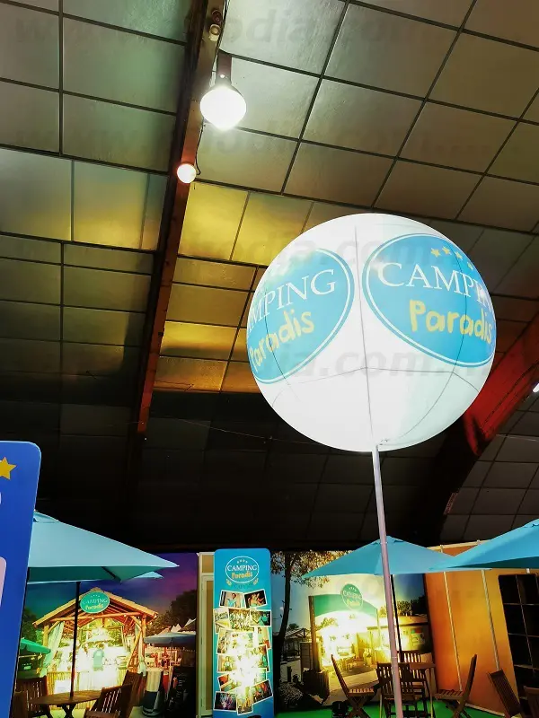 Masph&egrave;re Camping Paradis 2m, salon atlantica, 4 faces, Air, Ballon sur m&acirc;t 6m, Blanc, Int&eacute;rieur, Lumineux, Salon, Tourisme