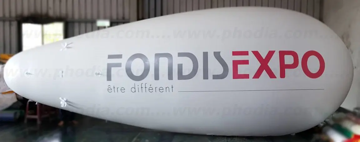 Dirigeable Fondis expo 6m, Blanc, Dirigeable, Ext&eacute;rieur, H&eacute;lium, Portes ouvertes