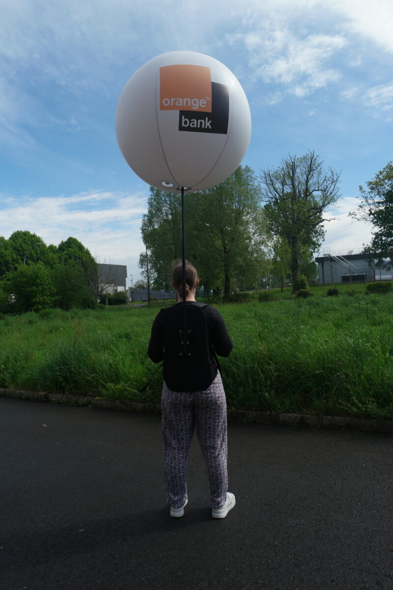 Ballon sac à dos, 80cm, air, street marketing, blanc
