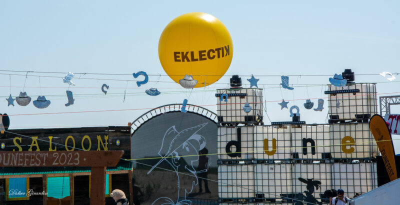 Sphère hélium 3m X-Sport Dunefest Eklectik, festival, jaune