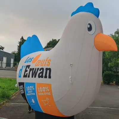 Poule gonflable g&eacute;ante plv par phodia pour Les &OElig;ufs d'Erwan