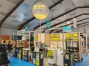 Sph&egrave;re sur mat 1m80 masph&egrave;re ballon sur pied salon foire communication &eacute;v&eacute;nementiel publicit&eacute; gonflable salon Artibat Rennes